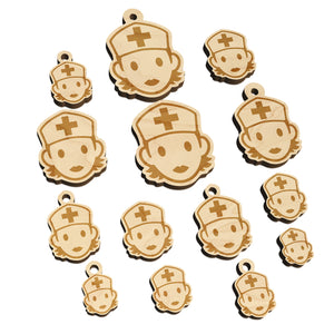 Occupation Medical Nurse Woman Icon Mini Wood Shape Charms Jewelry DIY Craft