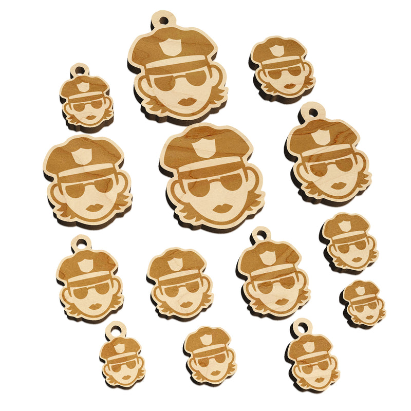 Occupation Police Officer Woman Icon Mini Wood Shape Charms Jewelry DIY Craft