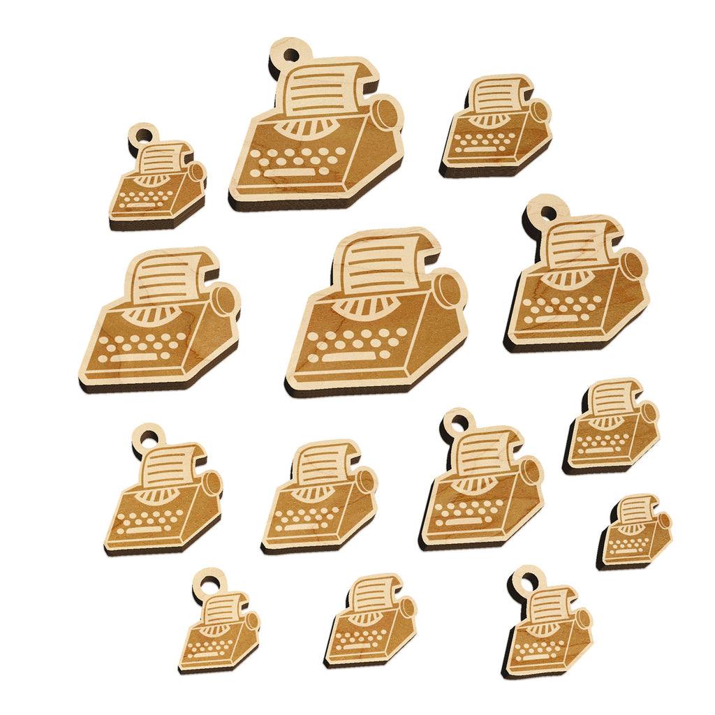 Old Typewriter Icon for Novels Books and Letters Mini Wood Shape Charms Jewelry DIY Craft