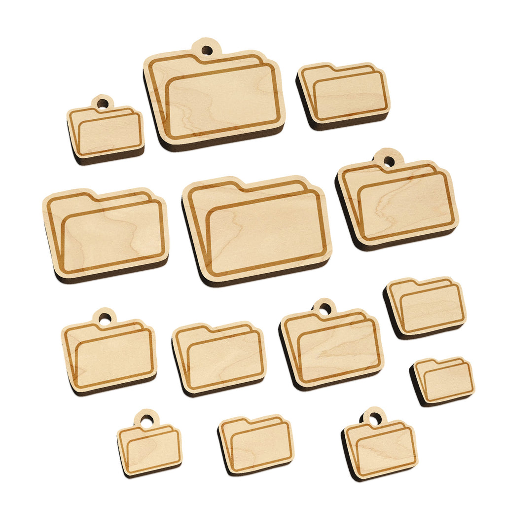 Open Empty Folder Icon Mini Wood Shape Charms Jewelry DIY Craft