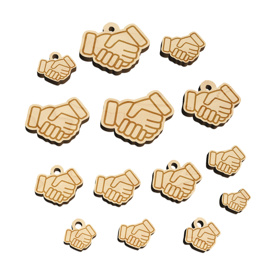 Shaking Hands Agreement Icon Mini Wood Shape Charms Jewelry DIY Craft