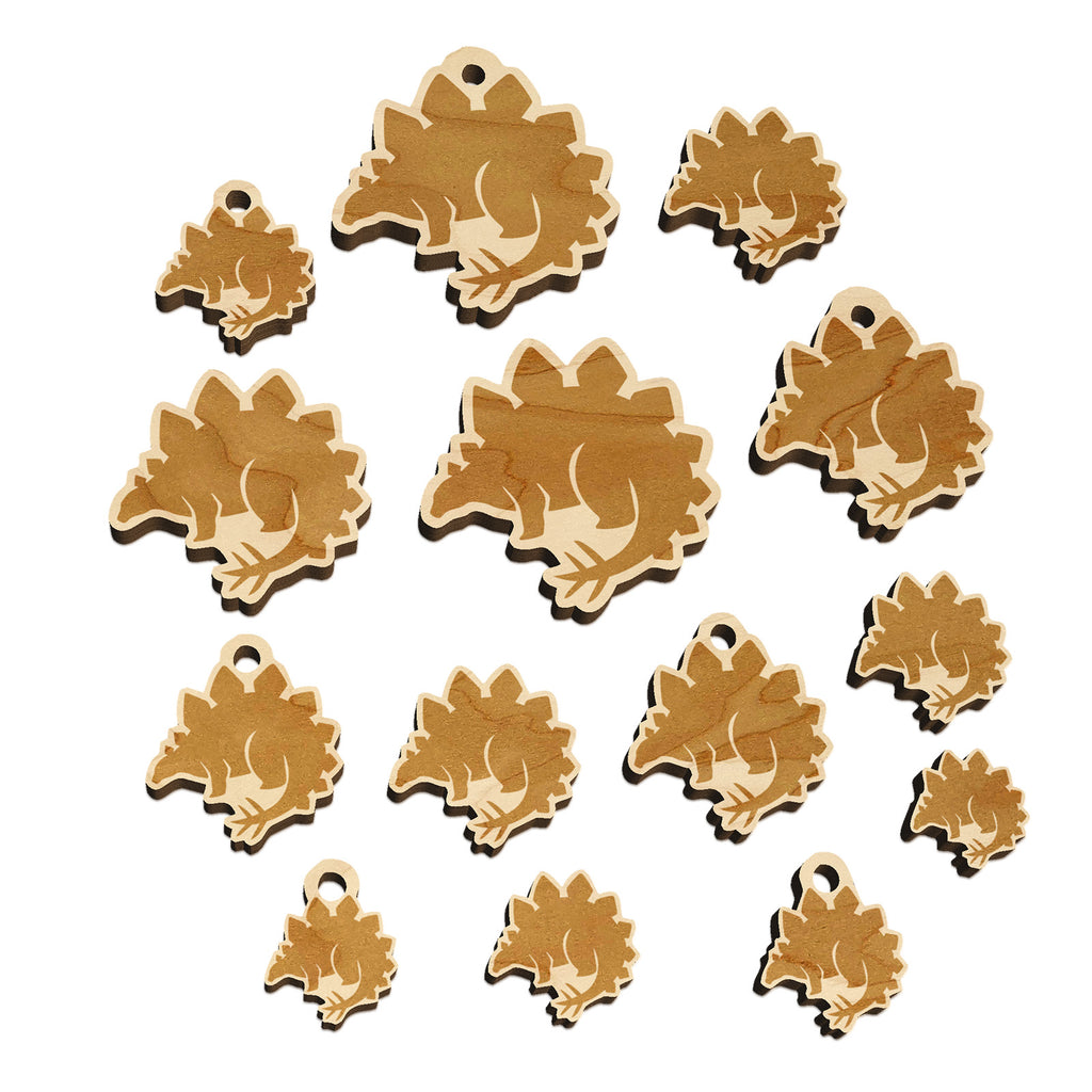 Stegosaurus the Spikey Dinosaur Mini Wood Shape Charms Jewelry DIY Craft