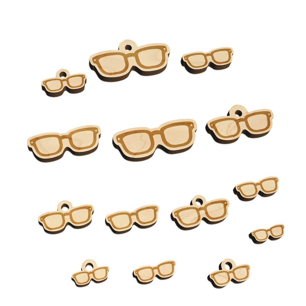 Thick Framed Glasses Geek Hipster Mini Wood Shape Charms Jewelry DIY Craft