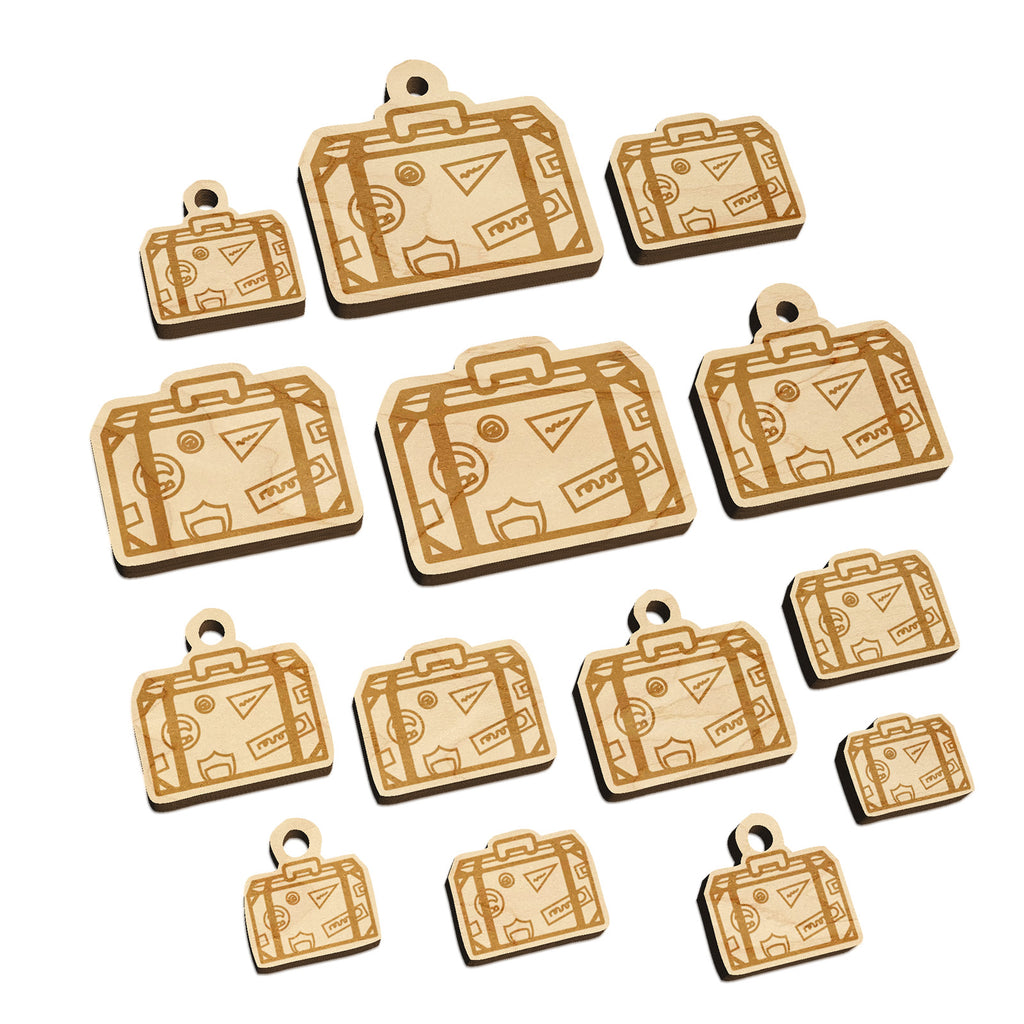 Travel Suitcase with Destination Stickers Mini Wood Shape Charms Jewelry DIY Craft