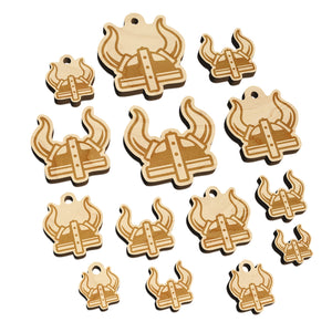 Viking Horned Helmet Mini Wood Shape Charms Jewelry DIY Craft