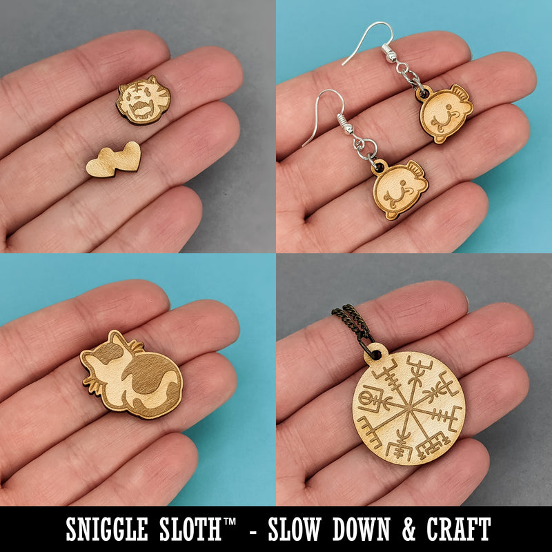 Chinese Character Symbol Dragon Mini Wood Shape Charms Jewelry DIY Craft