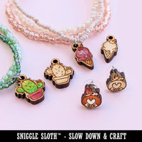 Fudge Text with Image Flavor Scent Mini Wood Shape Charms Jewelry DIY Craft