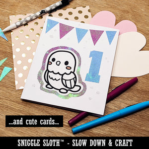 Happy Birthday Sloth with Cupcake Clipart Digital Download SVG PNG JPG PDF Cut Files