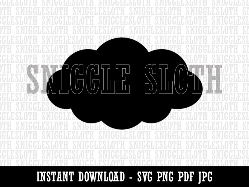 Cloud Solid Clipart Digital Download SVG PNG JPG PDF Cut Files