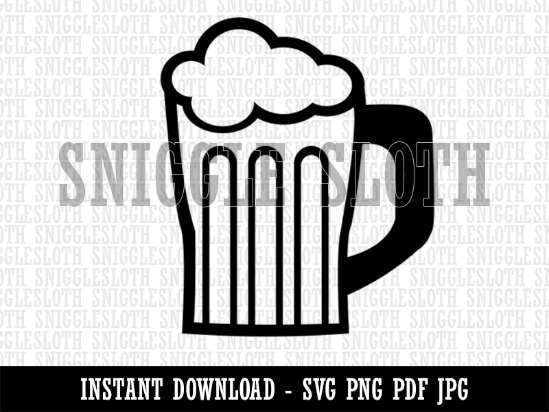 Beer Stein with Foam Clipart Digital Download SVG PNG JPG PDF Cut Files