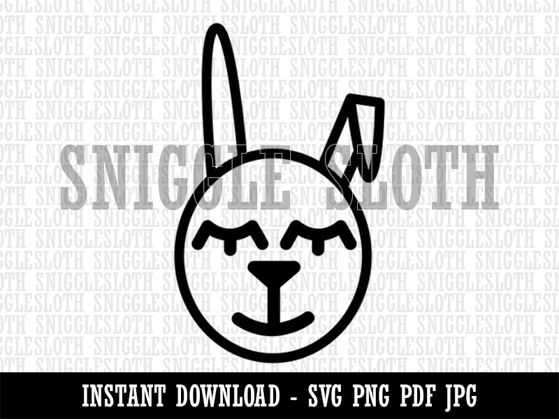 Cute Easter Bunny Face Clipart Digital Download SVG PNG JPG PDF Cut Files
