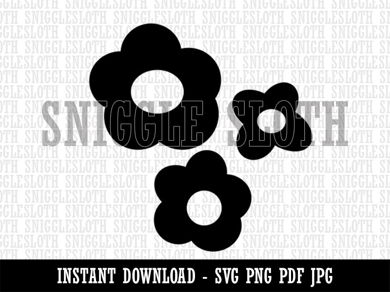 Flower Trio Clipart Digital Download SVG PNG JPG PDF Cut Files