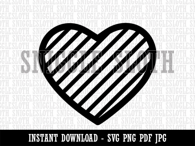 Heart with Stripes Clipart Digital Download SVG PNG JPG PDF Cut Files