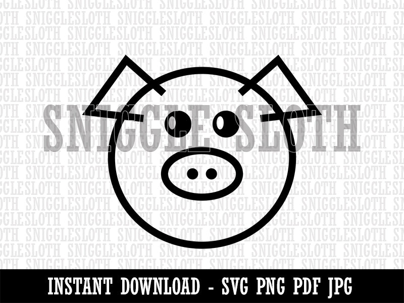 Cute Pig Face Clipart Digital Download SVG PNG JPG PDF Cut Files