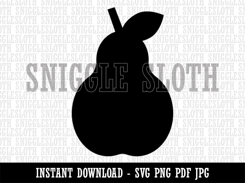 Pear Fruit Solid Clipart Digital Download SVG PNG JPG PDF Cut Files