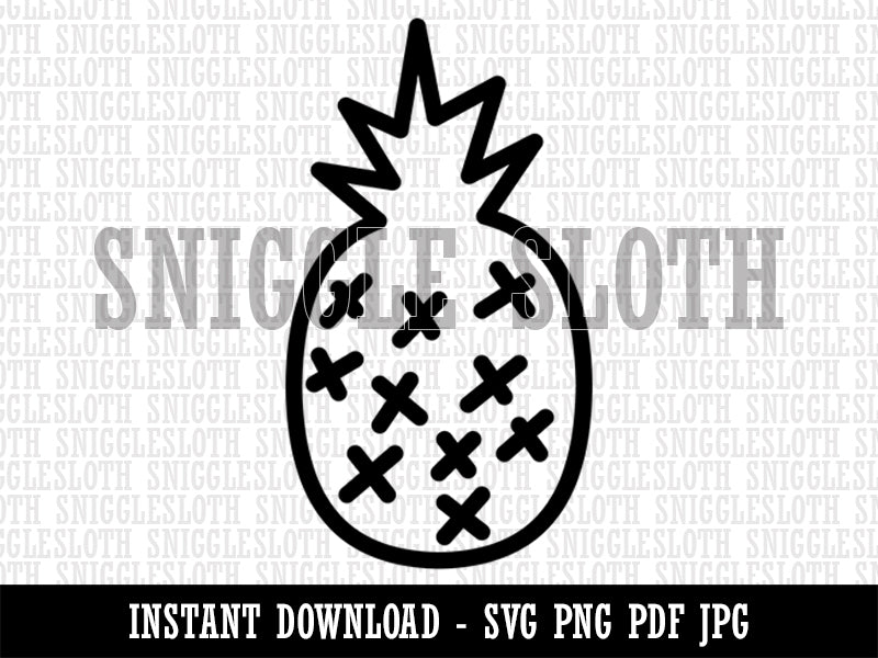 Pineapple Doodle Clipart Digital Download SVG PNG JPG PDF Cut Files