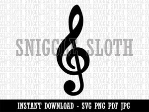 Treble Clef Music Clipart Digital Download SVG PNG JPG PDF Cut Files