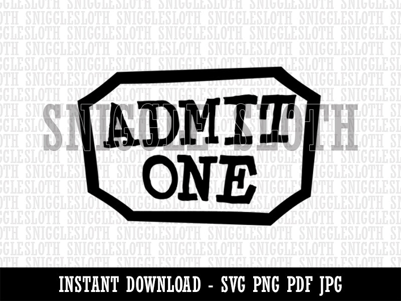 Admit One Movie Theater Ticket Clipart Digital Download SVG PNG JPG PDF Cut Files