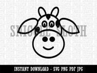 Cheerful Cow Face Doodle Clipart Digital Download SVG PNG JPG PDF Cut Files