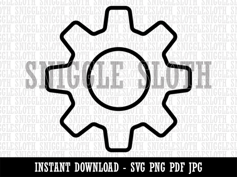 Gear Outline Clipart Digital Download SVG PNG JPG PDF Cut Files