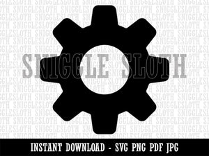 Gear Solid Clipart Digital Download SVG PNG JPG PDF Cut Files