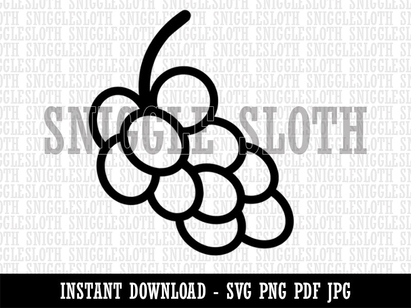 Grapes Outline Doodle Clipart Digital Download SVG PNG JPG PDF Cut Files