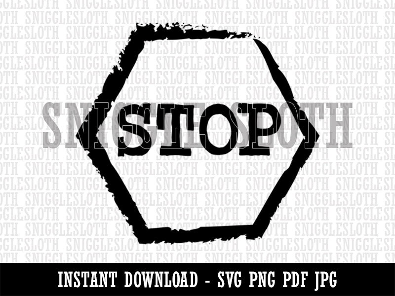 Stop Sign Sketch Clipart Digital Download SVG PNG JPG PDF Cut Files