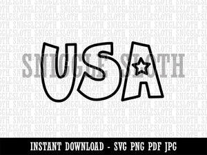 USA Fun Patriotic Text United States of America Clipart Digital Download SVG PNG JPG PDF Cut Files