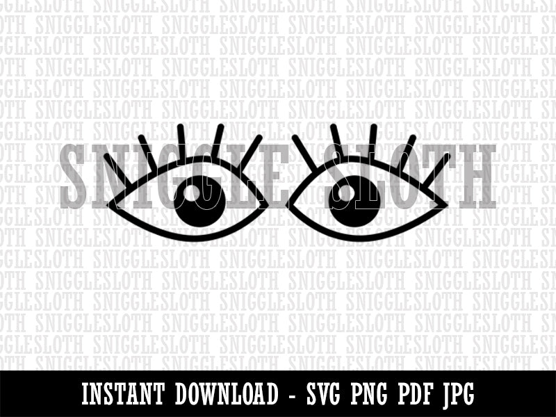 Wide Eyes with Eyelashes Clipart Digital Download SVG PNG JPG PDF Cut Files