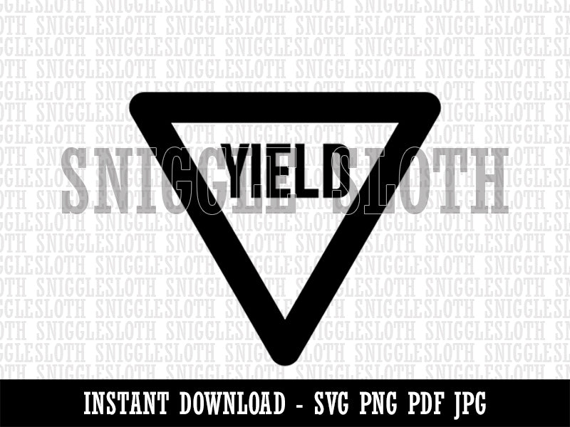 Yield Sign Clipart Digital Download SVG PNG JPG PDF Cut Files