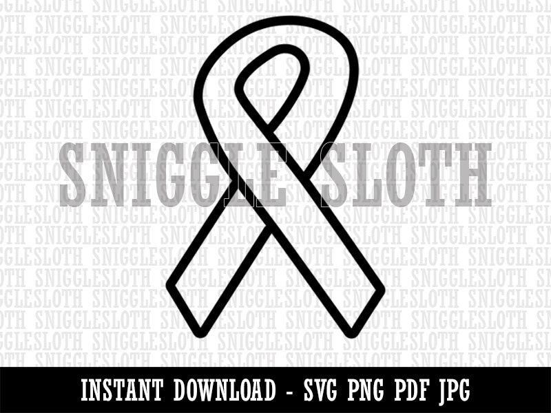 Awareness Ribbon Outline Clipart Digital Download SVG PNG JPG PDF Cut Files