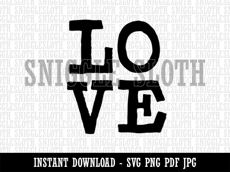 Love Text Stacked Clipart Digital Download SVG PNG JPG PDF Cut Files