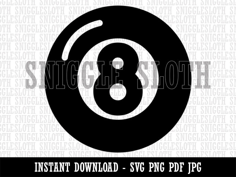 8 Eight Ball Billiards Pool Clipart Digital Download SVG PNG JPG PDF Cut Files