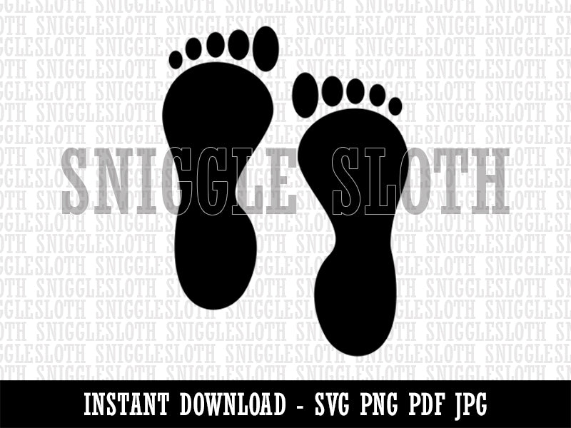 Foot Prints Solid Clipart Digital Download SVG PNG JPG PDF Cut Files