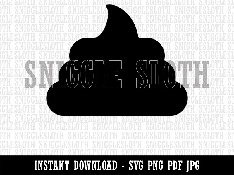 Poop Symbol Emoticon Solid Clipart Digital Download SVG PNG JPG PDF Cut Files