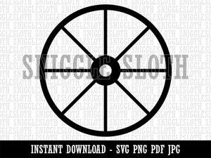 Wagon Wheel Solid Clipart Digital Download SVG PNG JPG PDF Cut Files
