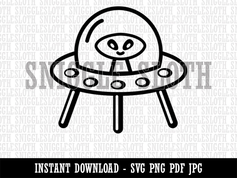 Alien Space Ship UFO Clipart Digital Download SVG PNG JPG PDF Cut Files