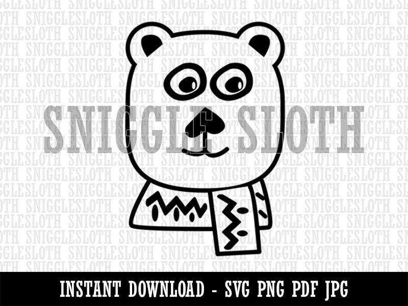 Cozy Polar Bear Clipart Digital Download SVG PNG JPG PDF Cut Files