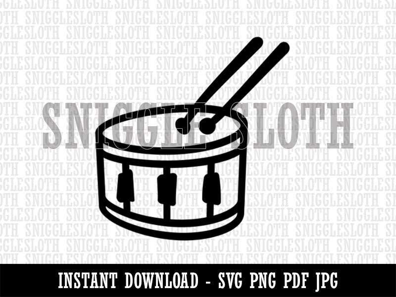 Drum with Sticks Music Instrument Doodle Clipart Digital Download SVG PNG JPG PDF Cut Files
