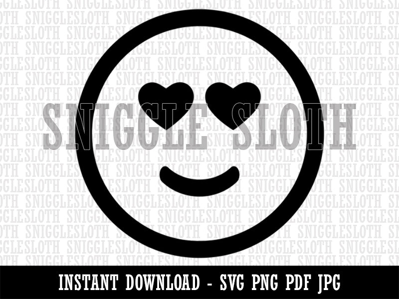Heart Eyes Love Happy Face Emoticon Clipart Digital Download SVG PNG JPG PDF Cut Files