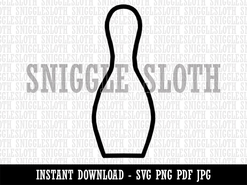 Bowling Pin Outline Clipart Digital Download SVG PNG JPG PDF Cut Files