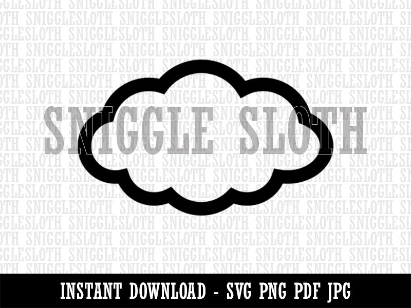 Cloud Outline Clipart Digital Download SVG PNG JPG PDF Cut Files