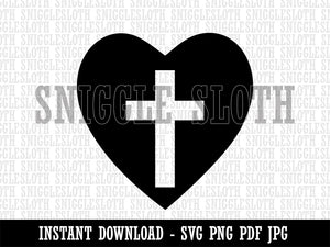 Cross in Heart Christian Clipart Digital Download SVG PNG JPG PDF Cut Files