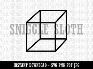 Cube Box Outline Clipart Digital Download SVG PNG JPG PDF Cut Files