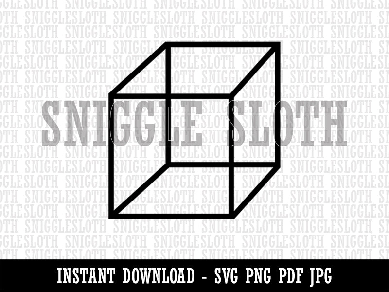 Cube Box Outline Clipart Digital Download SVG PNG JPG PDF Cut Files