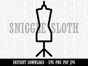Dress Mannequin Form Sewing Clipart Digital Download SVG PNG JPG PDF Cut Files