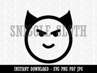 Happy Devil Face Emoticon Clipart Digital Download SVG PNG JPG PDF Cut Files