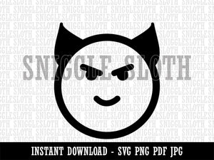 Happy Devil Face Emoticon Clipart Digital Download SVG PNG JPG PDF Cut Files