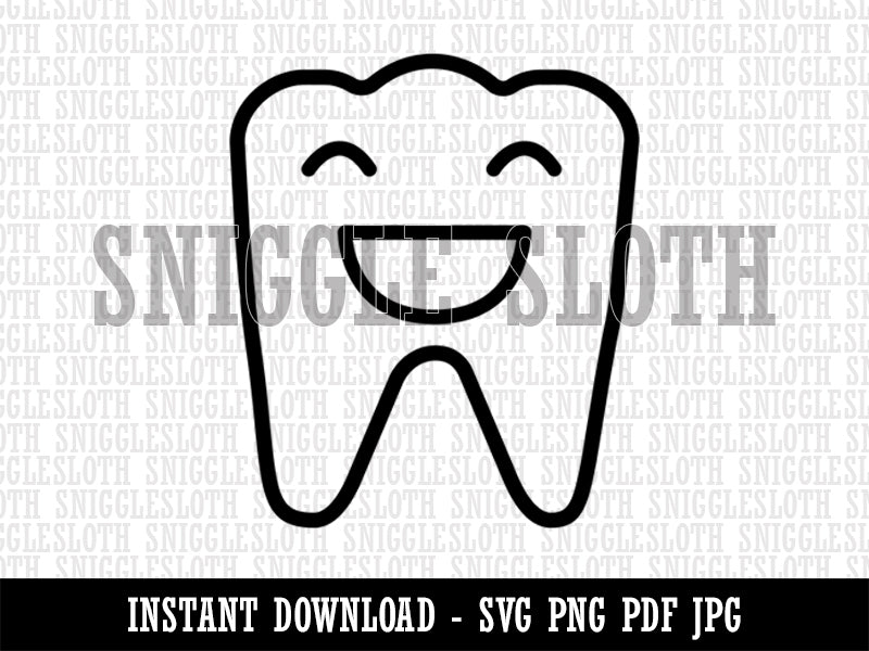 Happy Smiling Tooth Dentist Clipart Digital Download SVG PNG JPG PDF Cut Files