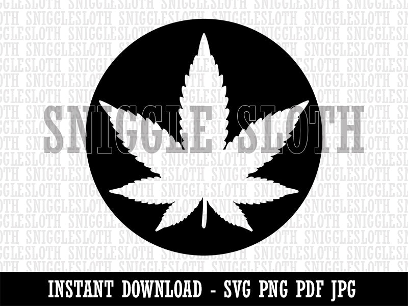 Marijuana Leaf in Circle Clipart Digital Download SVG PNG JPG PDF Cut Files